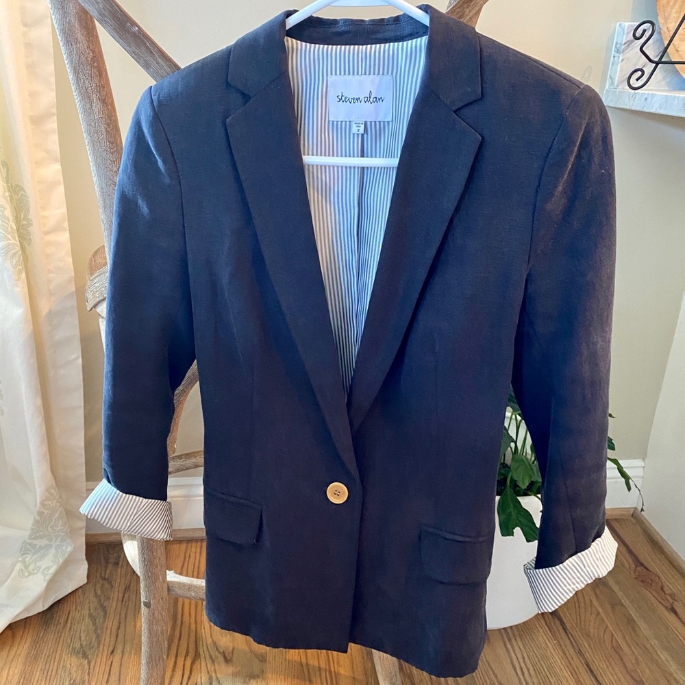 Steven Alan Dark Blazer with striped cuff 2